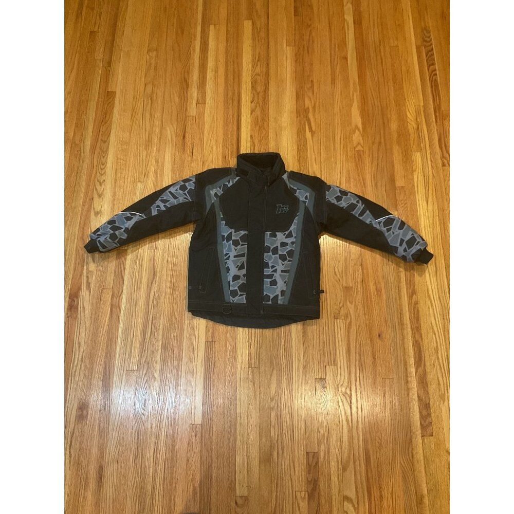 Mossi Size 10 Black Gray Geometric Racing Pattern Winter Snow Mobile  Jacket